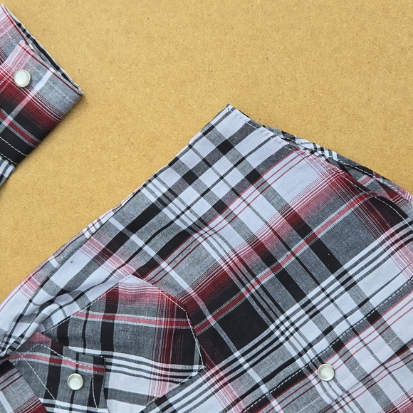 Boys Plaid Button Down Shirt with Pearl Snaps - Picture 8 of 10